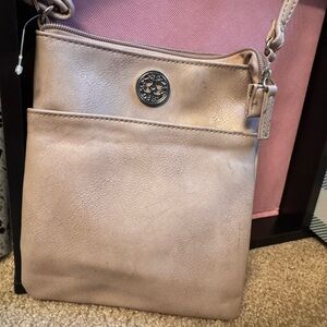 Chic pale pink Crossbody Bag with Logo Accent